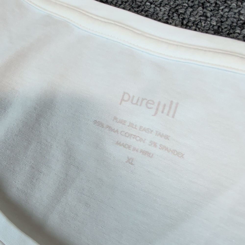 Pure Jill Minimalist Easy Tank Women XL White Pima Cotton Stretch Scoop Neck Top - Picture 2 of 6
